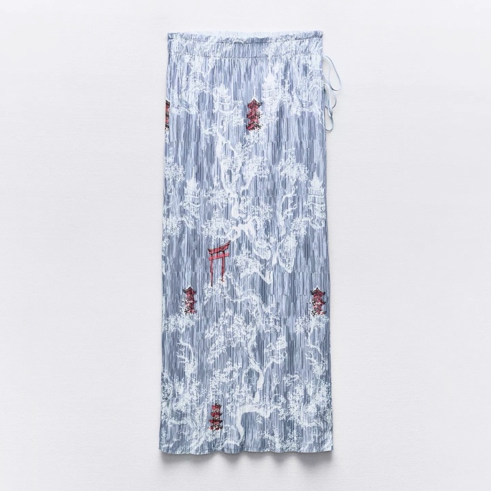 Zara PRINTED PLEATED MIDI SKIRT